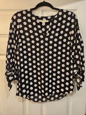 Michael Kors Black and White Polka Dot Blouse
